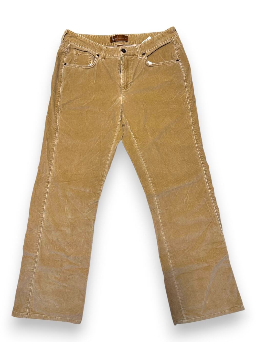 Lee One True Fit Tan Corduroy Mid-Rise Ribbed Straight Pants Size 9/10M